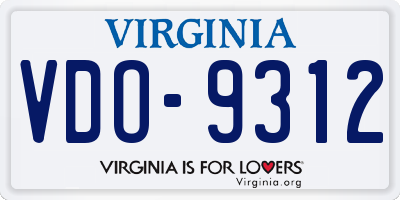 VA license plate VDO9312