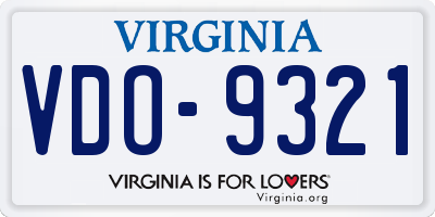 VA license plate VDO9321