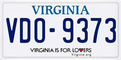VA license plate VDO9373