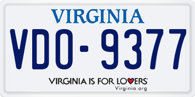 VA license plate VDO9377