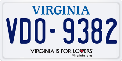 VA license plate VDO9382