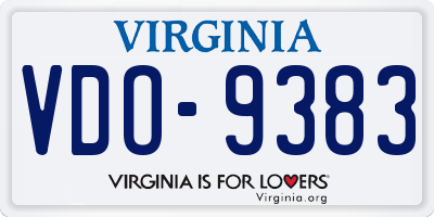 VA license plate VDO9383