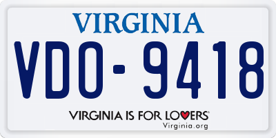 VA license plate VDO9418