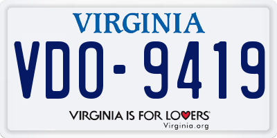 VA license plate VDO9419