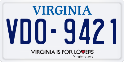 VA license plate VDO9421