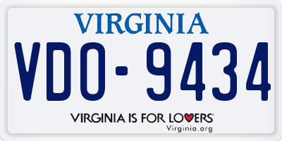 VA license plate VDO9434
