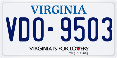 VA license plate VDO9503