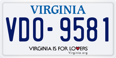 VA license plate VDO9581
