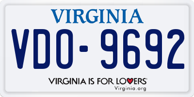 VA license plate VDO9692