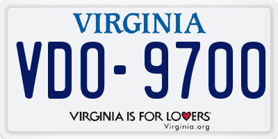 VA license plate VDO9700