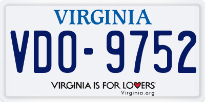 VA license plate VDO9752