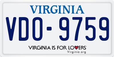 VA license plate VDO9759