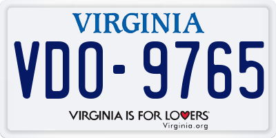 VA license plate VDO9765