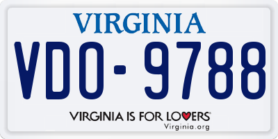 VA license plate VDO9788