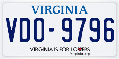 VA license plate VDO9796