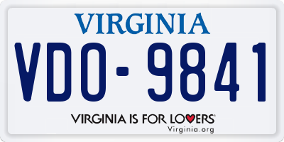 VA license plate VDO9841