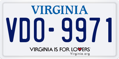 VA license plate VDO9971