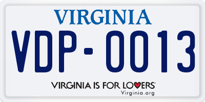 VA license plate VDP0013