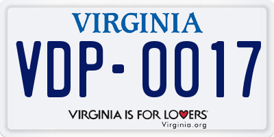 VA license plate VDP0017