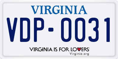 VA license plate VDP0031
