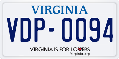 VA license plate VDP0094