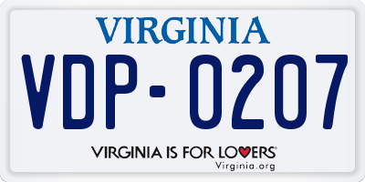 VA license plate VDP0207