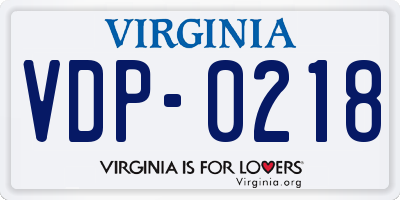 VA license plate VDP0218