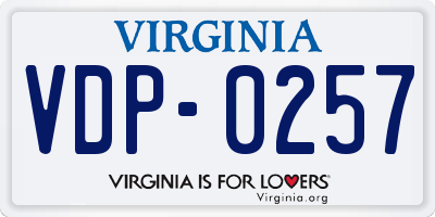 VA license plate VDP0257