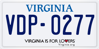 VA license plate VDP0277