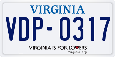 VA license plate VDP0317