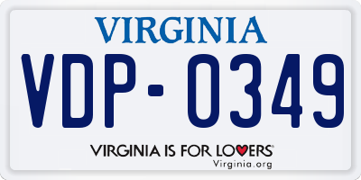 VA license plate VDP0349