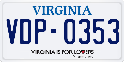VA license plate VDP0353