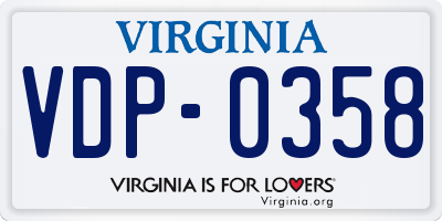 VA license plate VDP0358