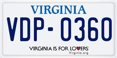 VA license plate VDP0360