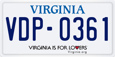 VA license plate VDP0361