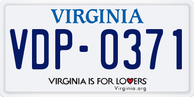 VA license plate VDP0371