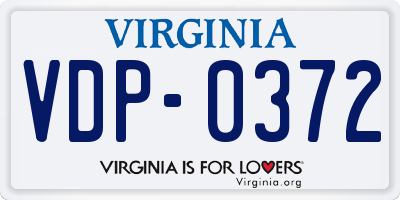 VA license plate VDP0372
