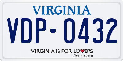VA license plate VDP0432