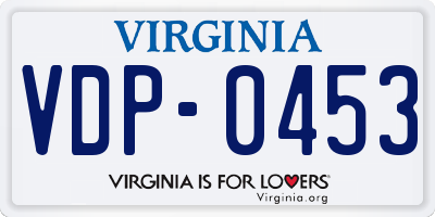 VA license plate VDP0453