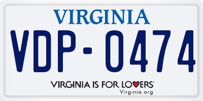 VA license plate VDP0474