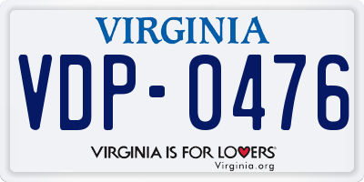 VA license plate VDP0476