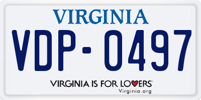 VA license plate VDP0497