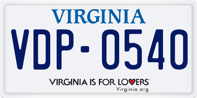 VA license plate VDP0540