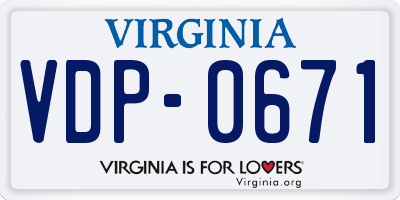 VA license plate VDP0671