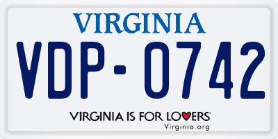 VA license plate VDP0742