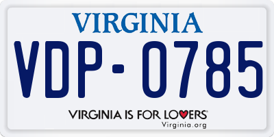 VA license plate VDP0785