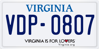 VA license plate VDP0807