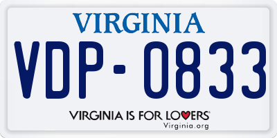VA license plate VDP0833
