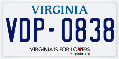 VA license plate VDP0838