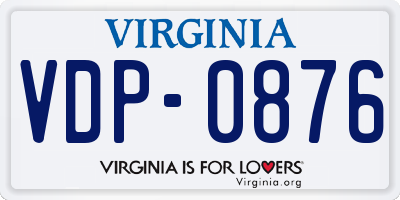 VA license plate VDP0876